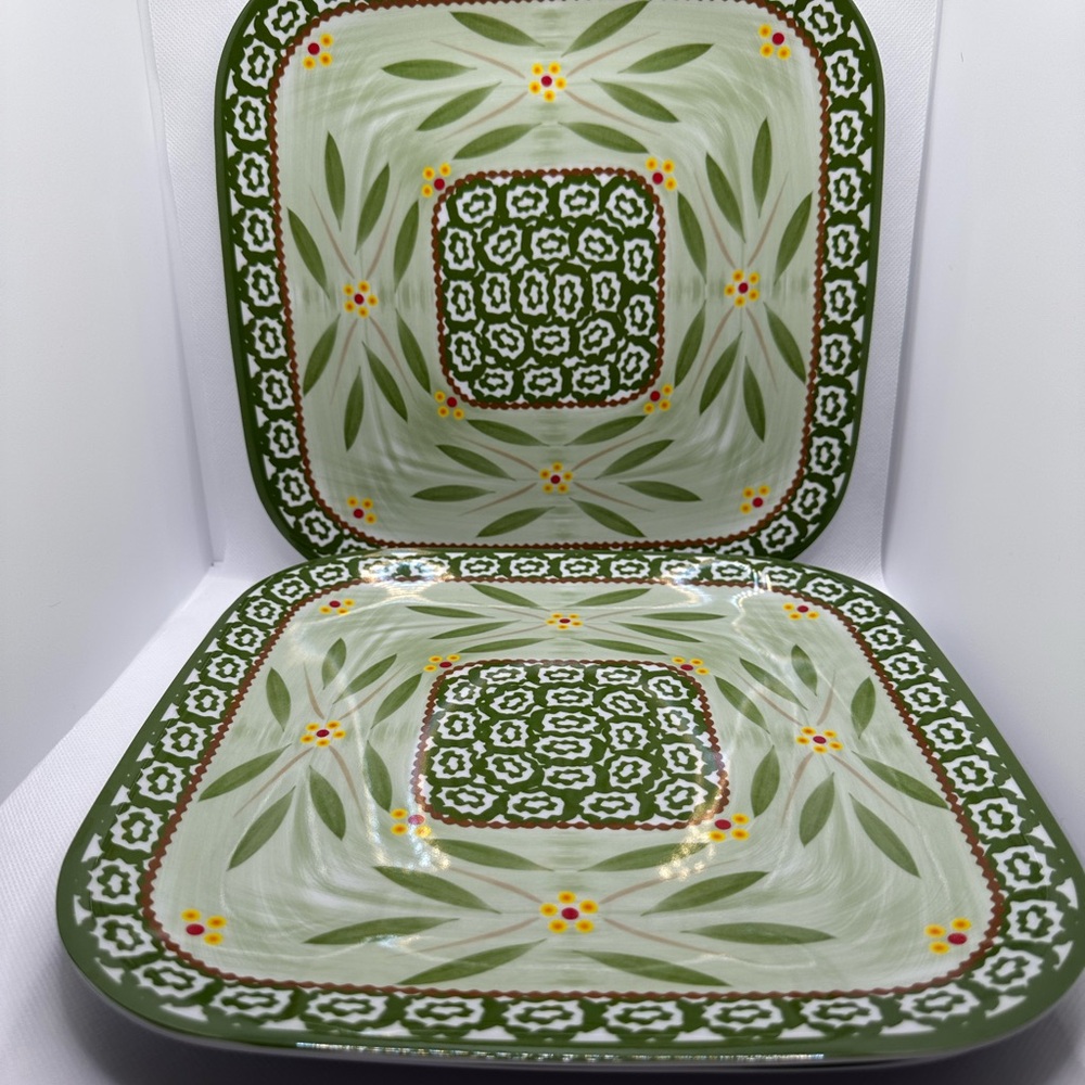 Temptations Old World Square Melamine Dinner Plates Set of 4